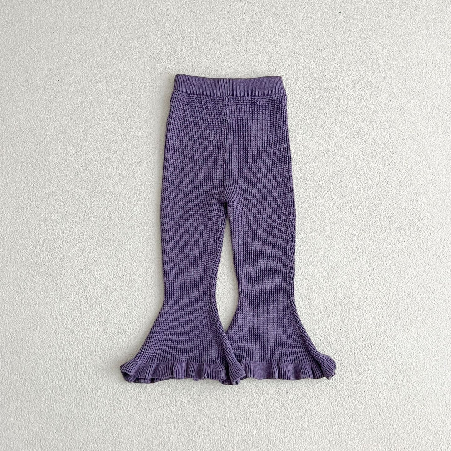 Autumn Waffle Ruffle Flared Woolen Pants