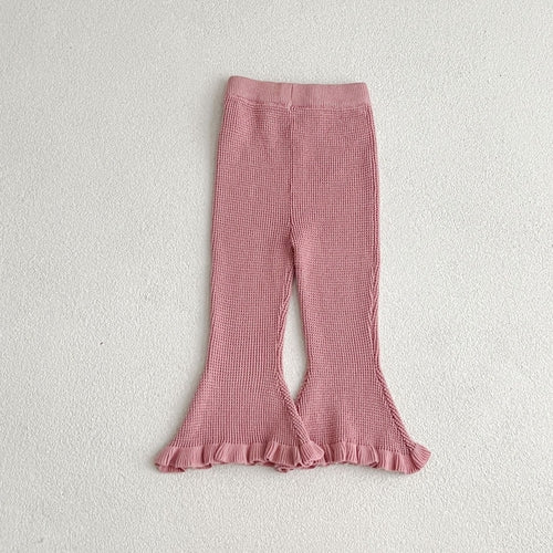 Autumn Waffle Ruffle Flared Woolen Pants